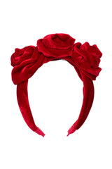Triple Rose Garden Headband - Red Velvet