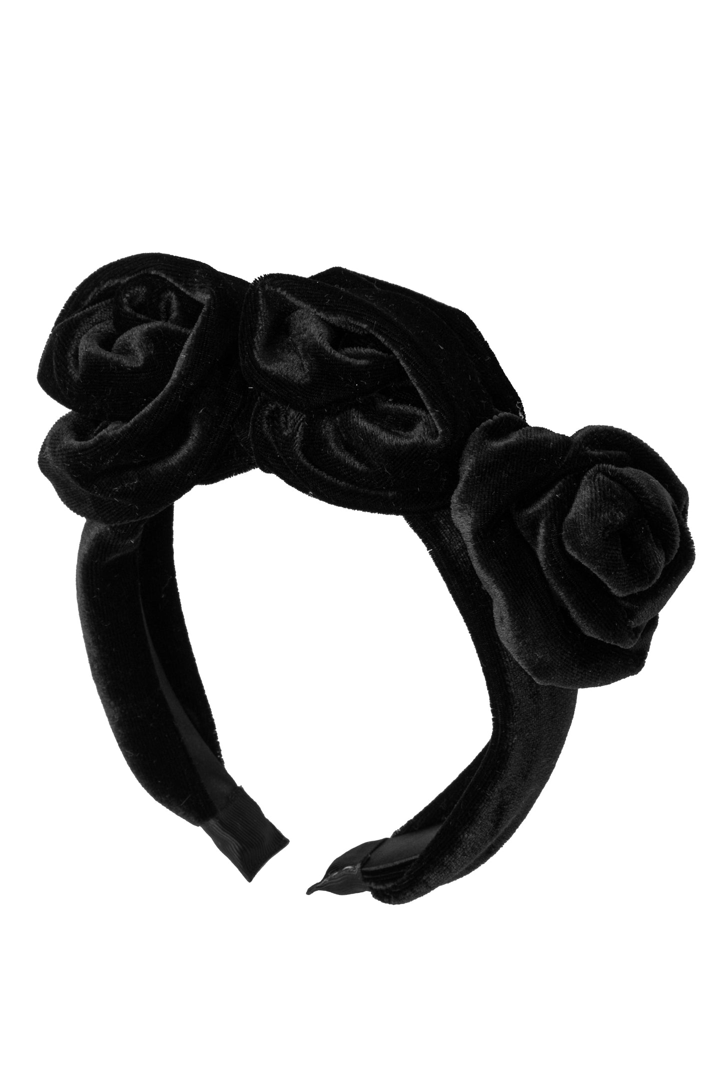 Triple Rose Garden Headband - Black Velvet