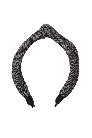 Tubular Herringbone Headband - Black/White