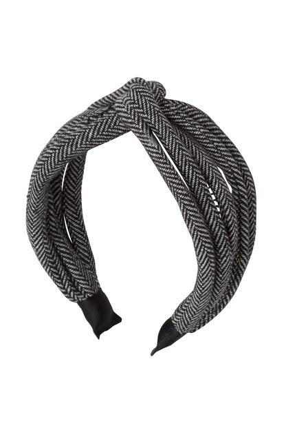 Tubular Herringbone Headband - Black/White