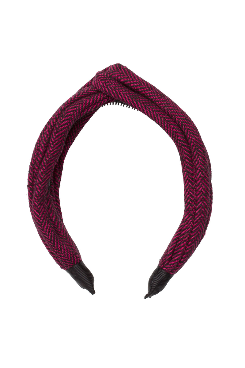 Tubular Herringbone Headband - Hot Pink