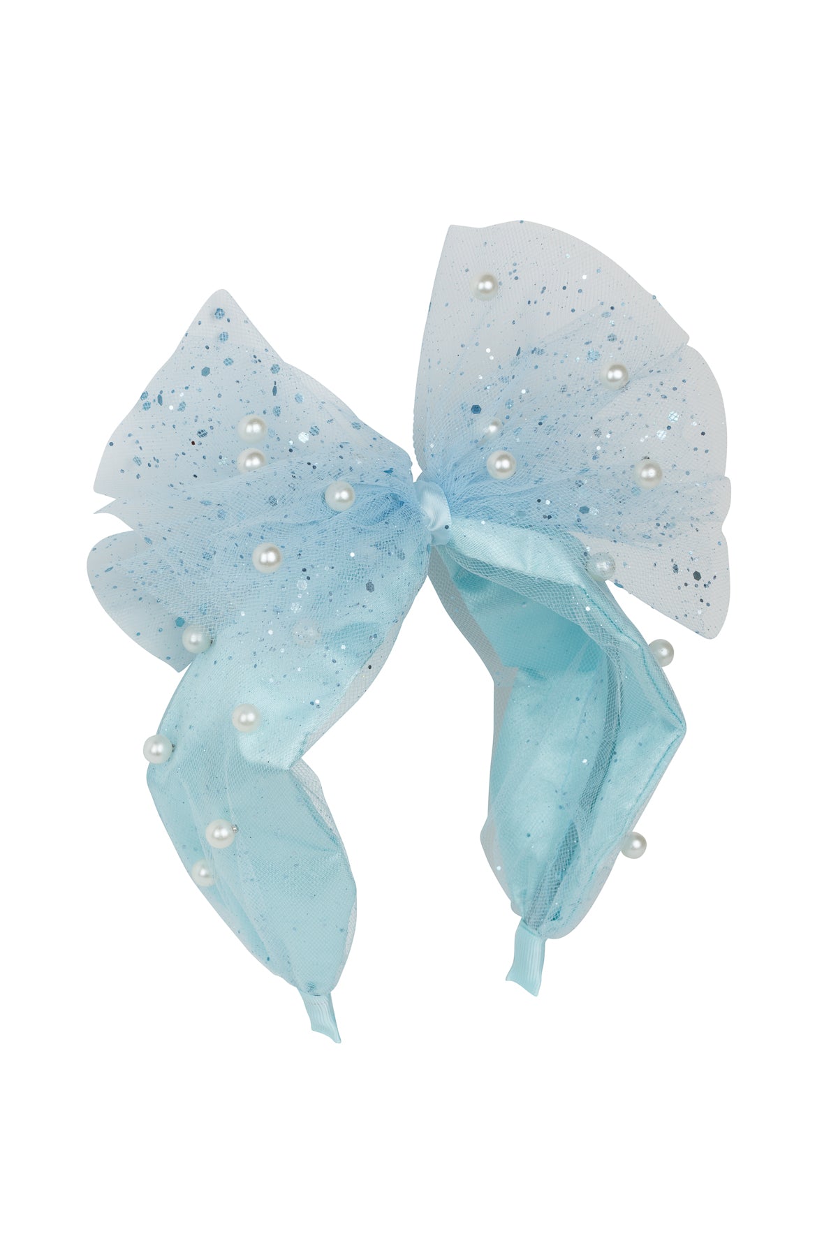 Tulle Pearl Headband - Mint/Slate Blue