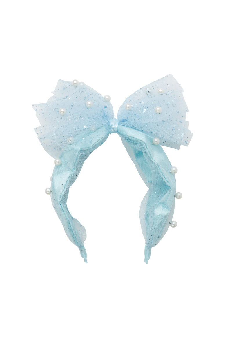 Tulle Pearl Headband - Mint/Slate Blue