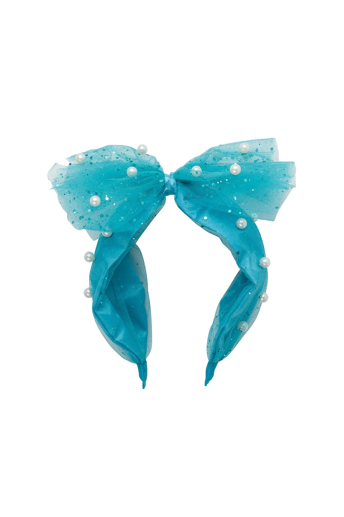Tulle Pearl Headband - Turquoise