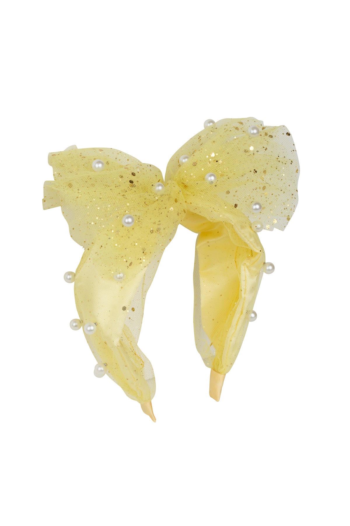 Tulle Pearl Headband - Yellow