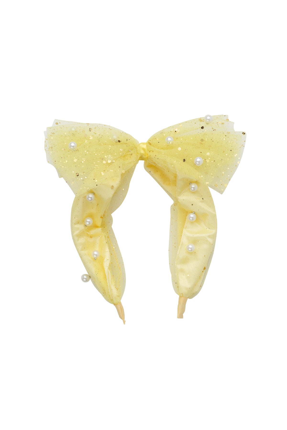 Tulle Pearl Headband - Yellow