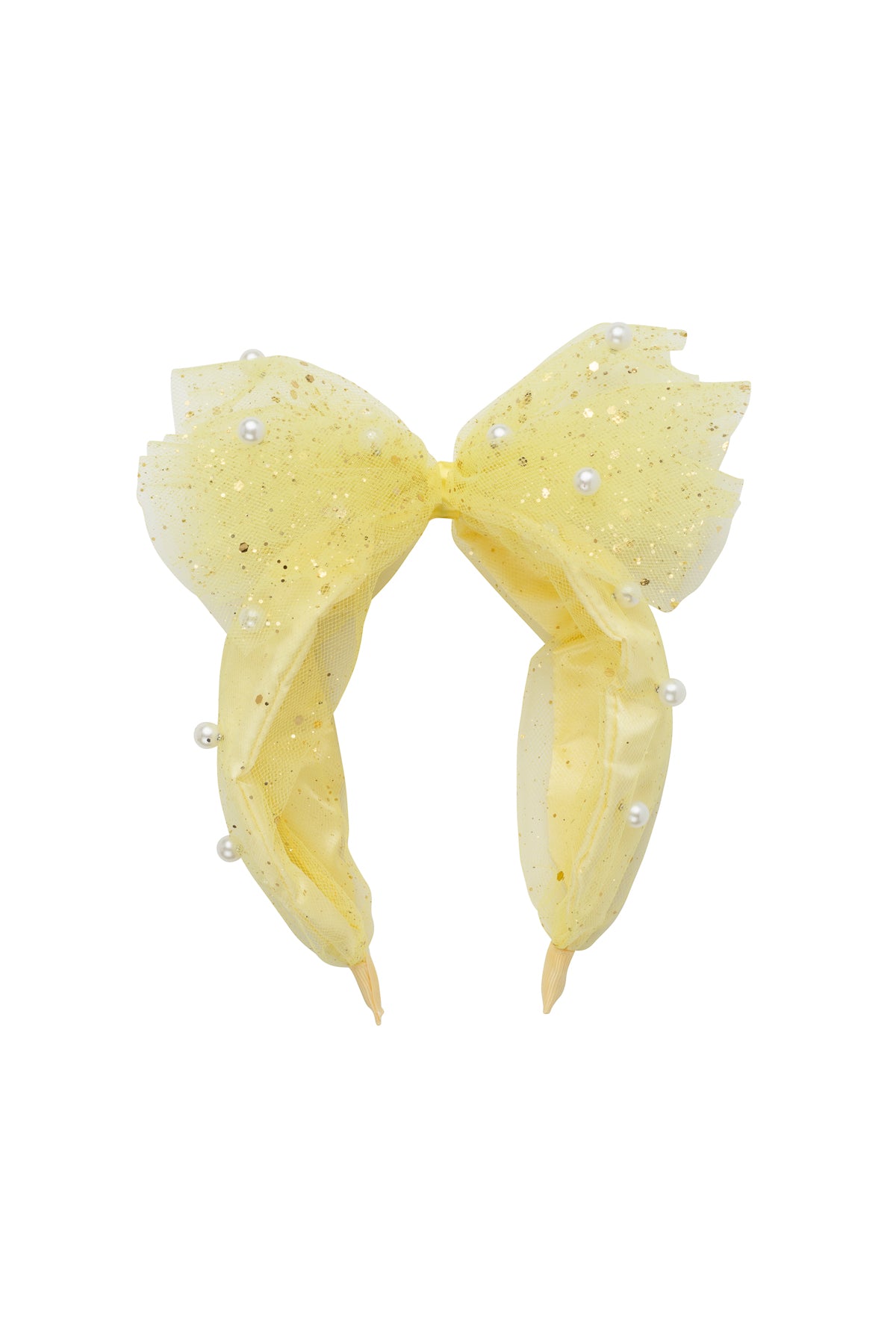 Tulle Pearl Headband - Yellow
