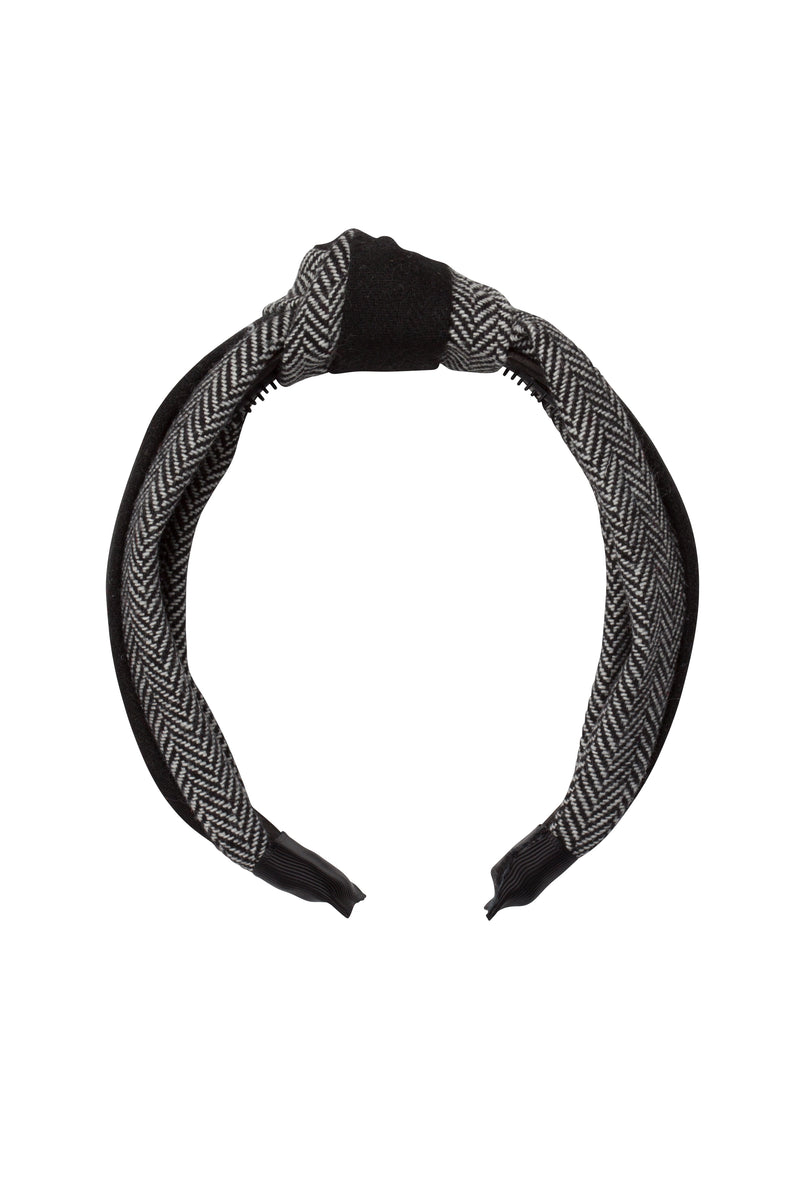Knot Herringbone Headband - BW/Black