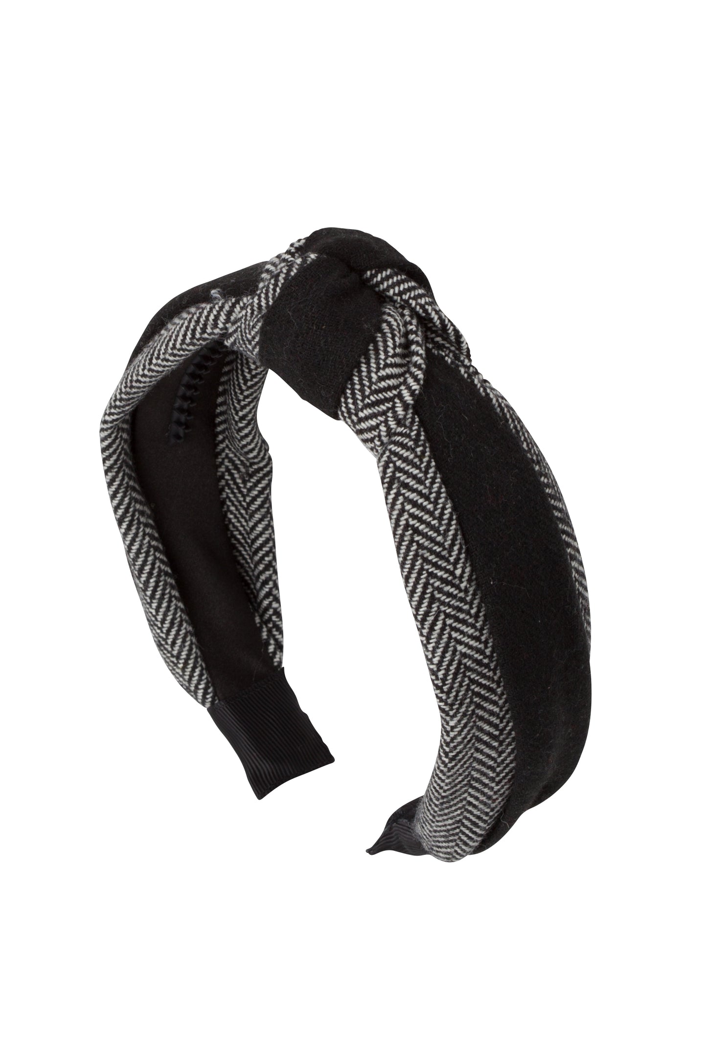Knot Herringbone Headband - BW/Black
