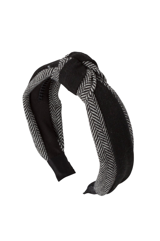 Knot Herringbone Headband - BW/Black