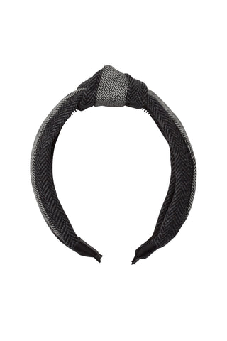 Knot Herringbone Headband - Charcoal/BW
