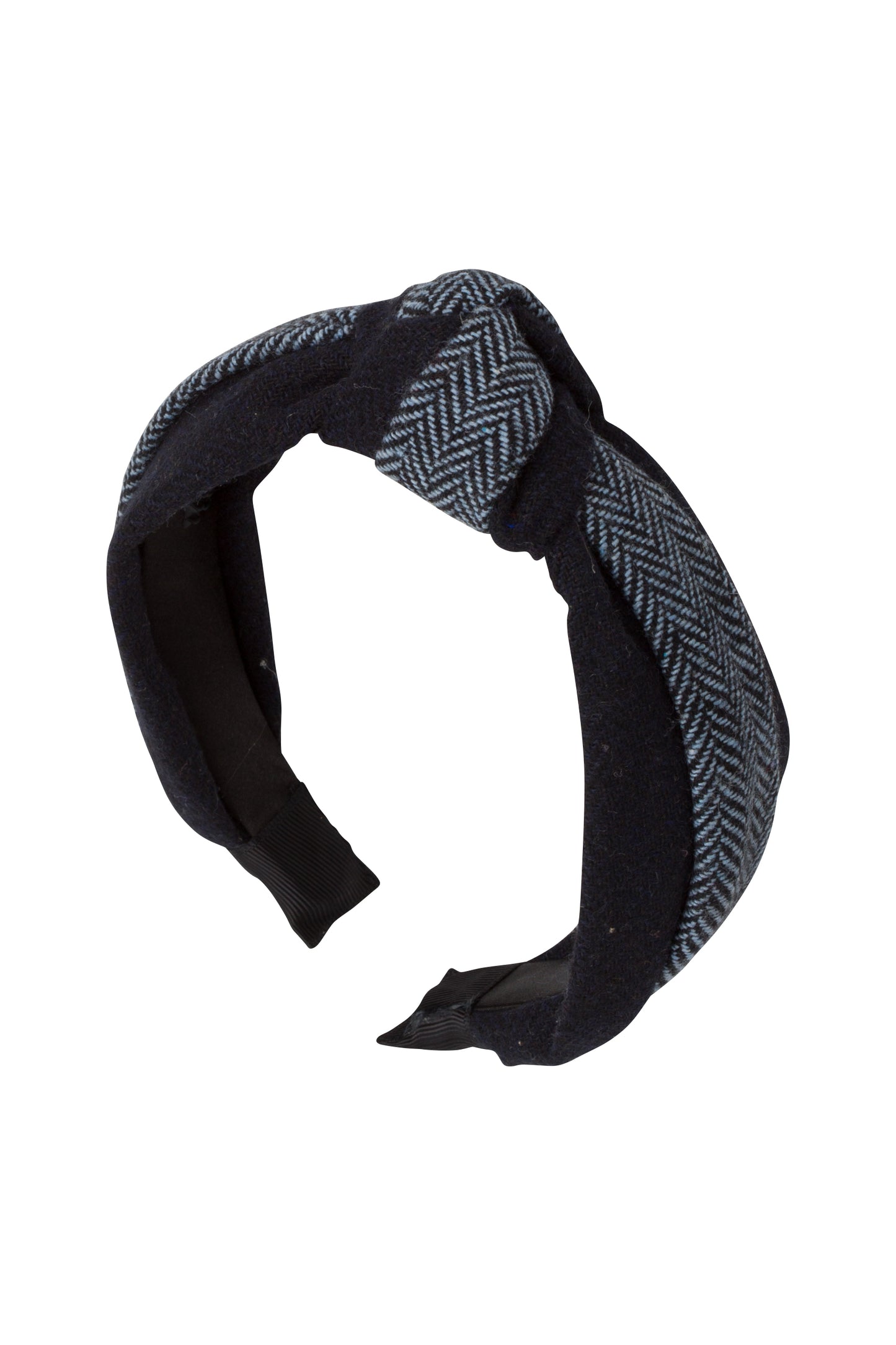 Knot Herringbone Headband - Navy/Light Blue