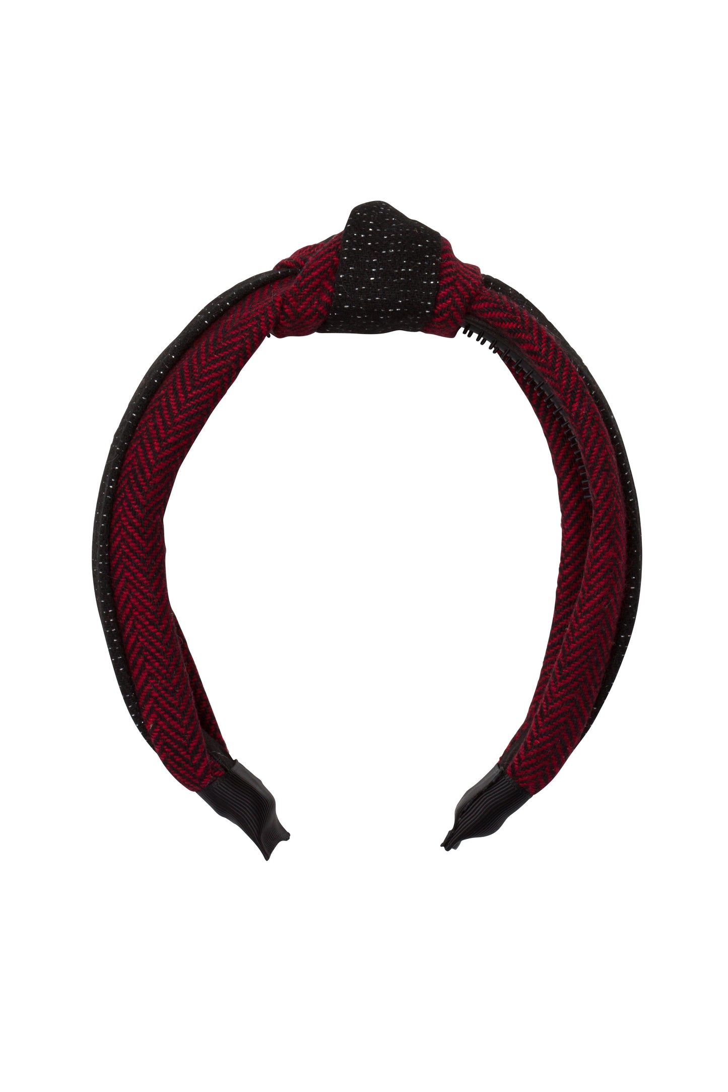 Knot Herringbone Headband - Red/Black