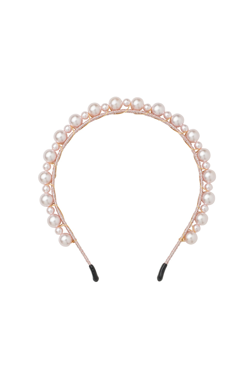 Uneven Pearls Headband - Pink Pearl