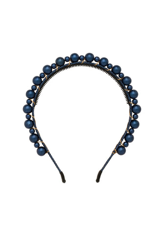 Uneven Pearls Headband - Navy