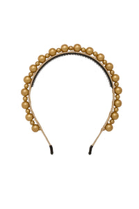 Uneven Pearls Headband - Yellow Golden