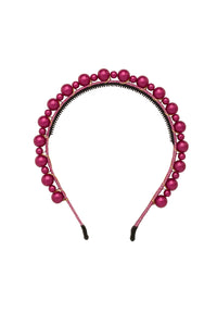 Uneven Pearls Headband - Cranberry