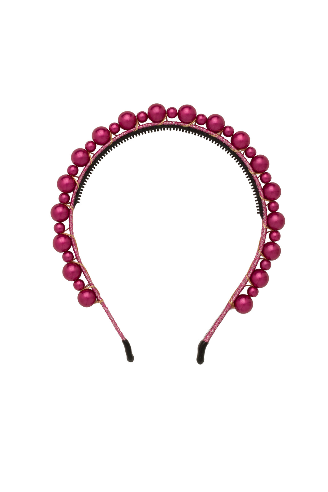 Uneven Pearls Headband - Cranberry