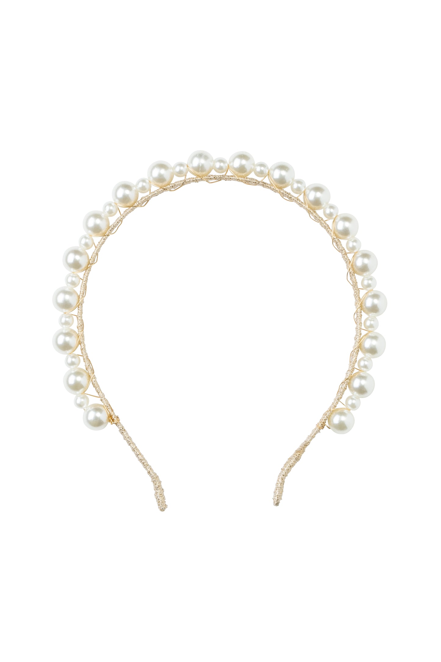 Uneven Pearls Headband - Gold/Ivory