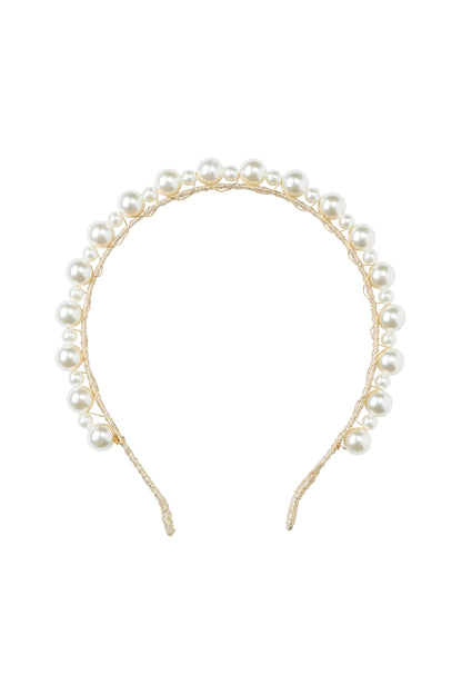 Uneven Pearls Headband - Gold/Ivory