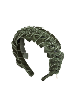 Velvet Ties Ribbon Headband - Forest Moss