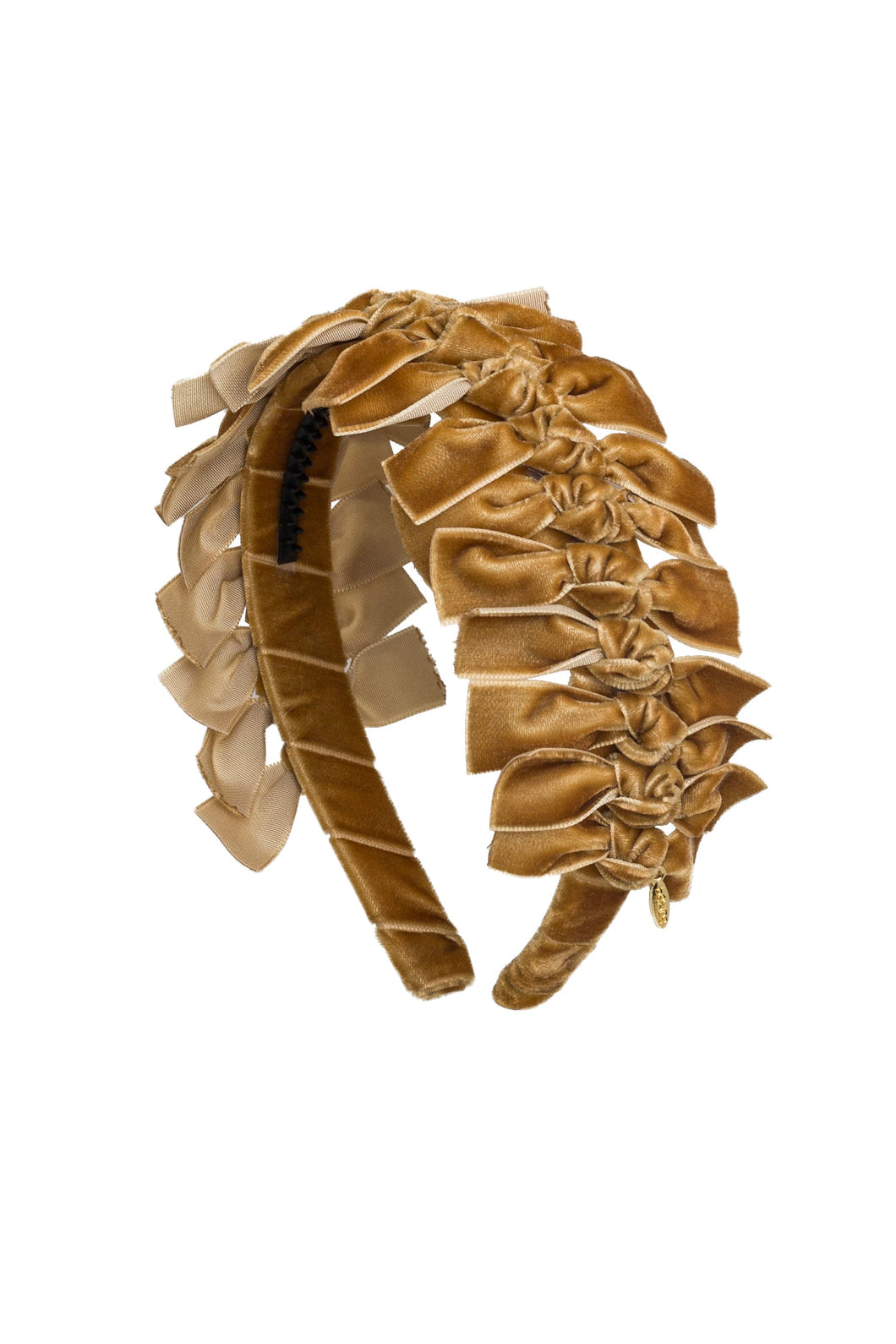 Velvet Ties Ribbon Headband - Golden Sand