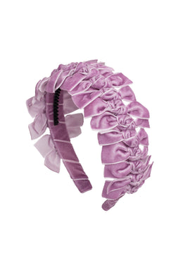 Velvet Ties Ribbon Headband - Lilac Purple