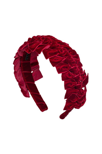 Velvet Ties Ribbon Headband - Red