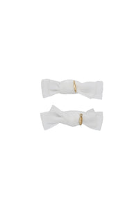Velvet Ties Clip Set of 2 - White