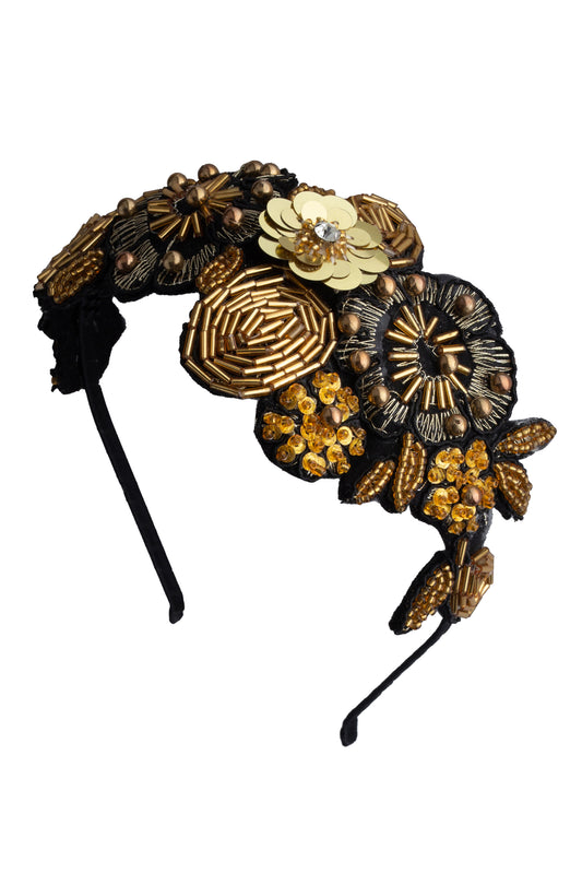 Winter Garden Headband - Black/Gold