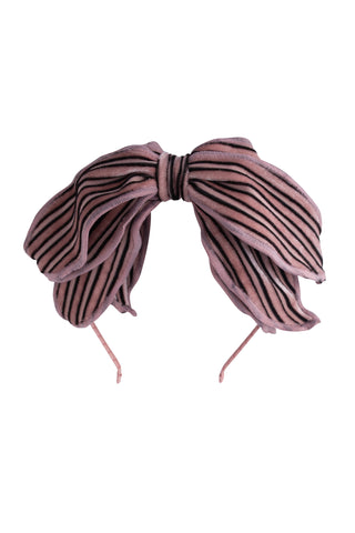 Winter Petals Headband - Pink/Black Lines Velvet
